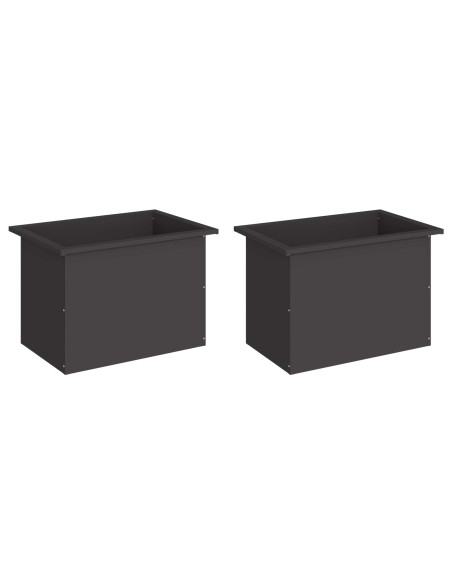 Fioriera da giardino con LED 2 pz Nero 40 x 60 x 40 cm Acciaio