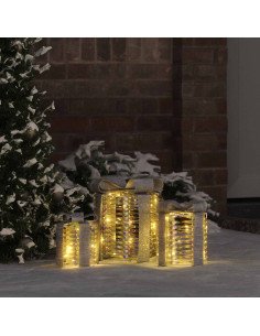 Decorazione Scatola Regalo 3 pz Bianco caldo 20 x 20 x 20 cm