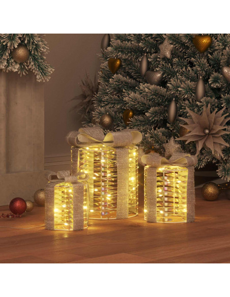 Decorazione Scatola Regalo 3 pz Bianco caldo 20 x 20 x 20 cm