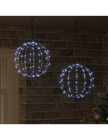 Palla 2 pz Bianco freddo 30 x 30 x 32 cm Metallo 192 LED