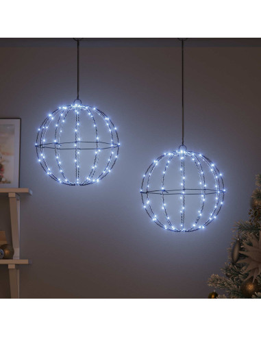 Palla 2 pz Bianco freddo 30 x 30 x 32 cm Metallo 192 LED