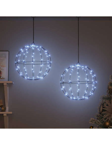 Palla 2 pz Bianco freddo 30 x 30 x 32 cm Metallo 192 LED