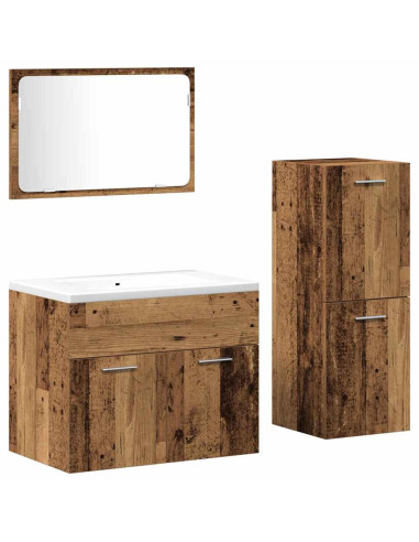 Set di mobili per il bagno 3 pz Legno vecchio 60 x 38,5 x 46 cm