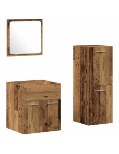 Set di mobili per il bagno 3 pz Legno vecchio 41 x 38,5 x 46 cm 2