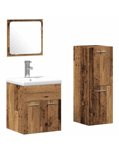 Set di mobili per il bagno 3 pz Legno vecchio 41 x 38,5 x 46 cm