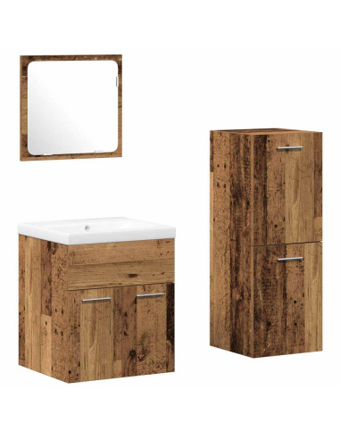 Set di mobili per il bagno 4 pz Legno vecchio