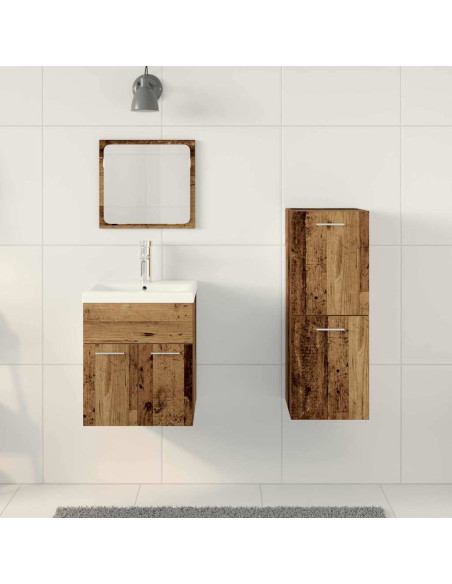 Set di mobili per il bagno 4 pz Legno vecchio
