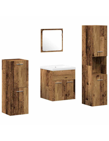 Set di mobili per il bagno 5 pz Legno vecchio 41 x 38,5 x 46 cm