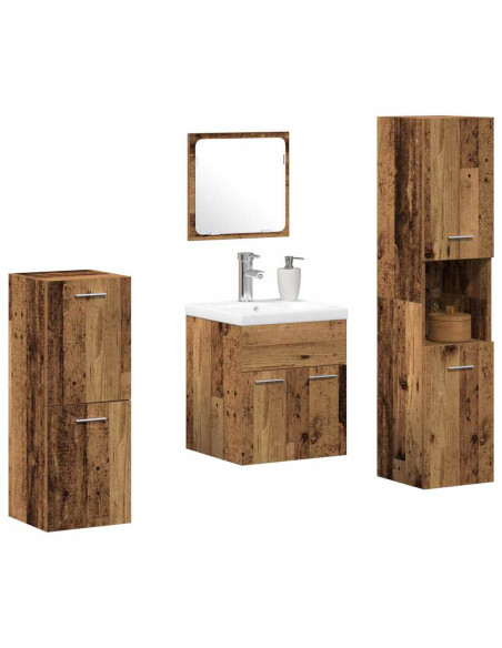Set di mobili per il bagno 5 pz Legno vecchio 41 x 38,5 x 46 cm