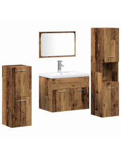 Set di mobili per il bagno 4 pz Legno vecchio 60 x 38,5 x 46 cm 2