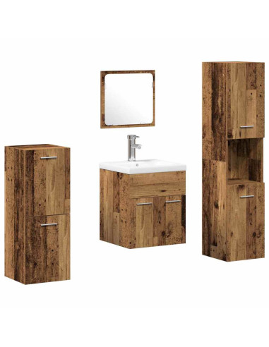 Set di mobili per il bagno 4 pz Legno vecchio 41 x 38,5 x 46 cm
