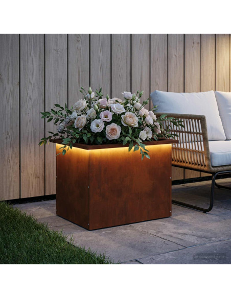 Fioriera da giardino con LED Ruggine 40 x 60 x 40 cm