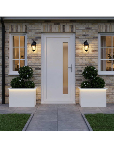 Fioriera da giardino con LED 2 pz Bianco 40 x 60 x 40 cm