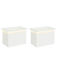 Fioriera da giardino con LED 2 pz Bianco 40 x 60 x 40 cm 2