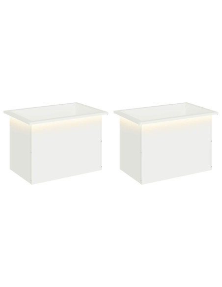 Fioriera da giardino con LED 2 pz Bianco 40 x 60 x 40 cm