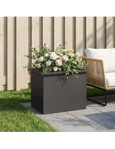 Fioriera da giardino con LED Nero 40 x 60 x 40 cm Acciaio