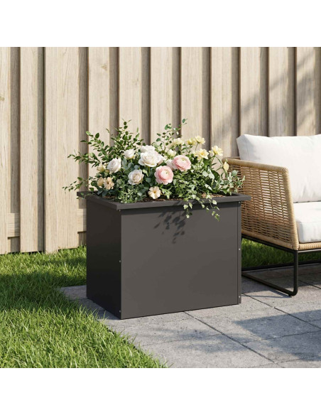 Fioriera da giardino con LED Nero 40 x 60 x 40 cm Acciaio