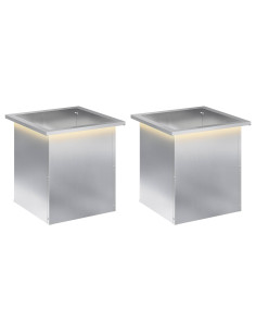 Fioriera da giardino con LED 2 pz Argento 40 x 40 x 40 cm 2