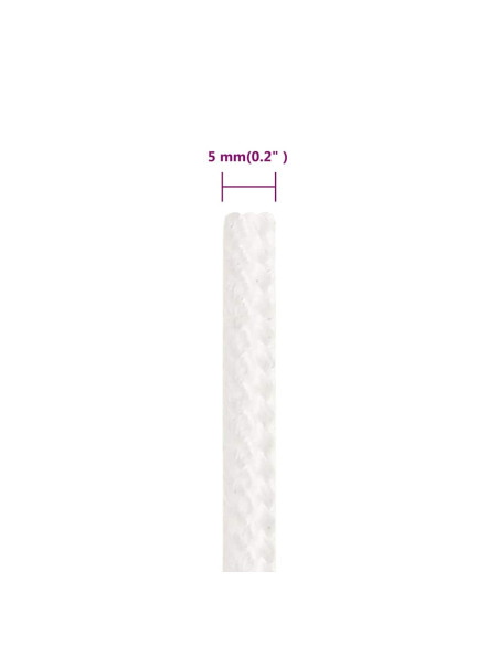 Corda per barca Completamente Bianca 5 mm 250 m in Polipropilene