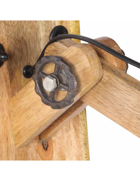 Lampada da Parete E27 Argento Legno Massello di Mango e Ferro