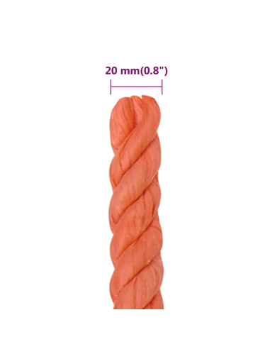 Corda da Lavoro Arancione 20 mm 50 m in Polipropilene