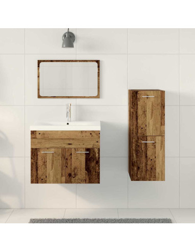 Set di mobili per il bagno 4 pz Marrone Legno ingegnerizzato