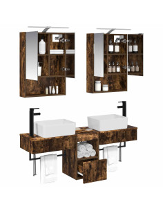 Set di Armadi da Bagno 5 pcs Rovere Fumo 50 x 14,5 x 70 cm 2