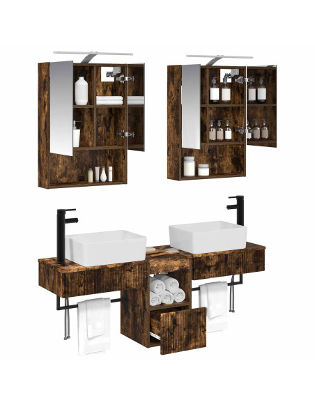 Set di Armadi da Bagno 5 pcs Rovere Fumo 50 x 14,5 x 70 cm