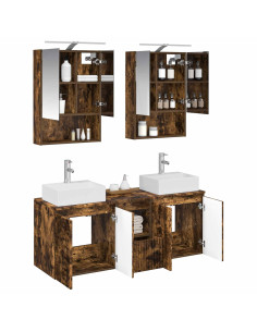 Set di Armadi da Bagno 5 pcs Rovere Fumo Legno ingegnerizzato 2