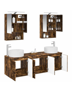 Set di Armadi da Bagno 5 pcs Rovere Fumo Legno ingegnerizzato 2