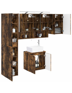 Set di Armadi da Bagno 5 pcs Rovere Fumo 50 x 14,5 x 70 cm 2