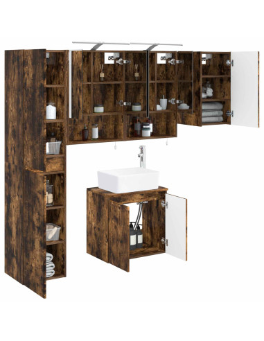 Set di Armadi da Bagno 5 pcs Rovere Fumo 50 x 14,5 x 70 cm