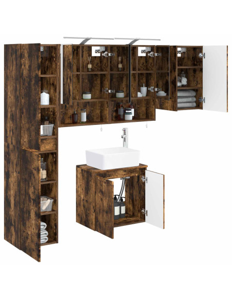 Set di Armadi da Bagno 5 pcs Rovere Fumo 50 x 14,5 x 70 cm