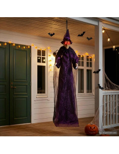 Strega parlante appesa di Halloween Viola 216 x 125 cm