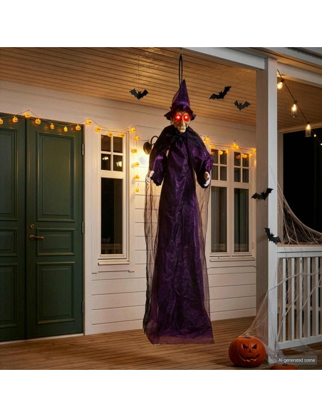 Strega parlante appesa di Halloween Viola 216 x 125 cm