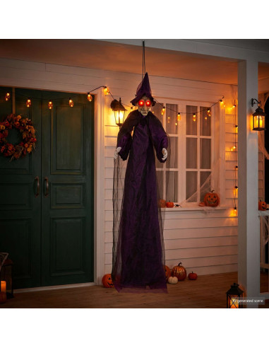 Strega parlante appesa di Halloween Viola 216 x 125 cm