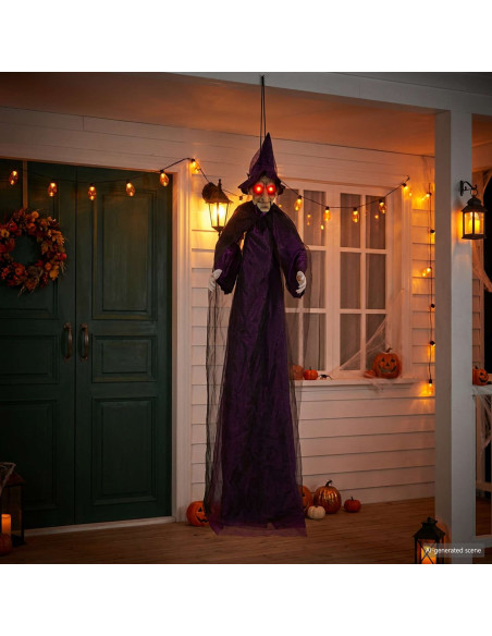 Strega parlante appesa di Halloween Viola 216 x 125 cm