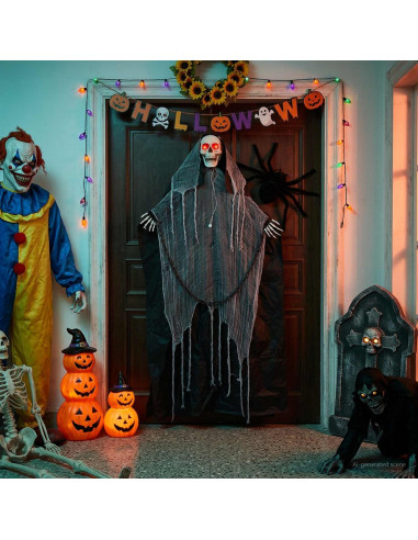 Tristo mietitore da appendere per Halloween SPOOKA Nero