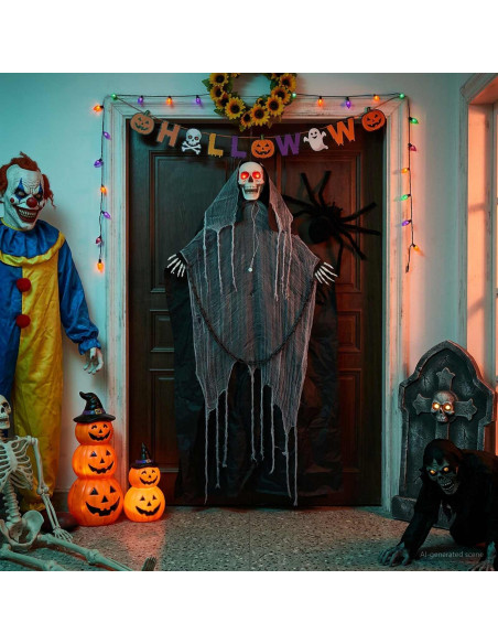 Tristo mietitore da appendere per Halloween SPOOKA Nero