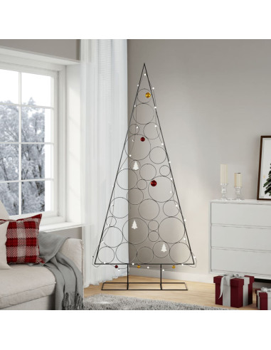 Albero di Natale Decorativo in Metallo Nero 210 cm