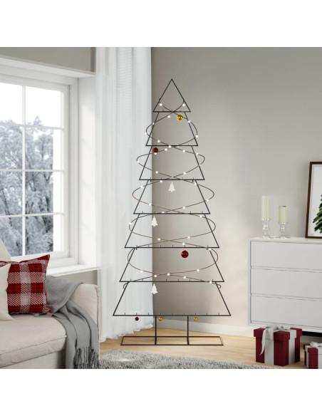 Albero di Natale Decorativo in Metallo Nero 210 cm
