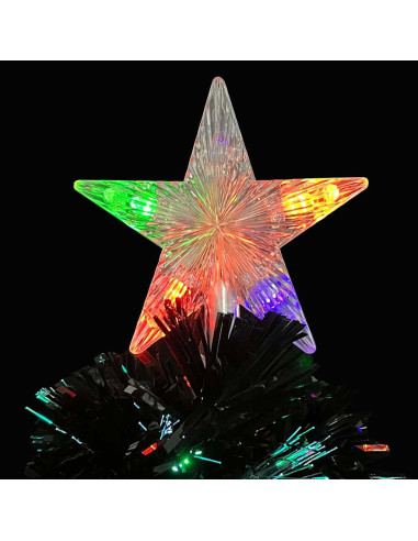 Albero di Natale con Fiocchi di Neve LED Nero 64cm Fibra Ottica