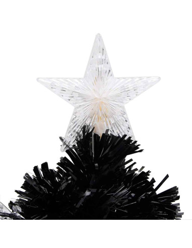 Albero di Natale con Fiocchi di Neve LED Nero 64cm Fibra Ottica