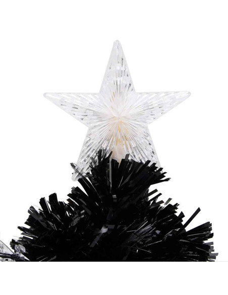 Albero di Natale con Fiocchi di Neve LED Nero 64cm Fibra Ottica