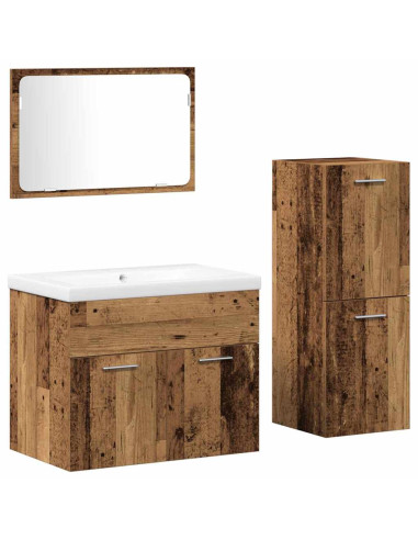 Set di mobili per il bagno 4 pz Marrone Legno ingegnerizzato