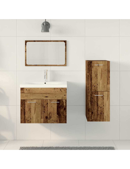 Set di mobili per il bagno 4 pz Marrone Legno ingegnerizzato