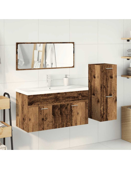 Set Mobili da Bagno 4 pz Legno Antico in Legno Multistrato