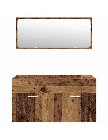 Set Mobili da Bagno 4 pz Legno Antico in Legno Multistrato