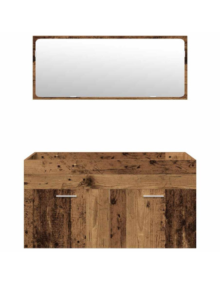 Set Mobili da Bagno 4 pz Legno Antico in Legno Multistrato