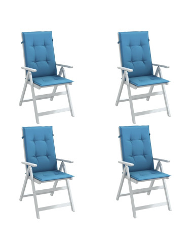Cuscini Sedia Schiena Alta 4 Blu Mélange 120x50x4 Tessuto